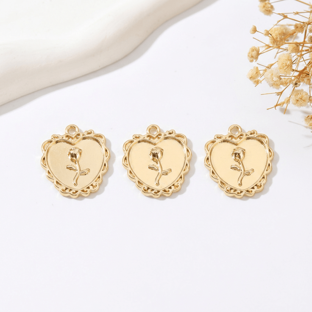 3pcs Copper Synthetic Zirconia Small Flower Pendant for DIY Crafting